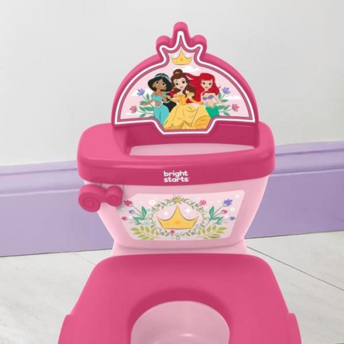 Bright Starts DISNEY BABY - PRINCESSES- Mini toilette avec réducteur de lunette de toilette inclus, 2 en 1, MySize, Pot amovible facile a net