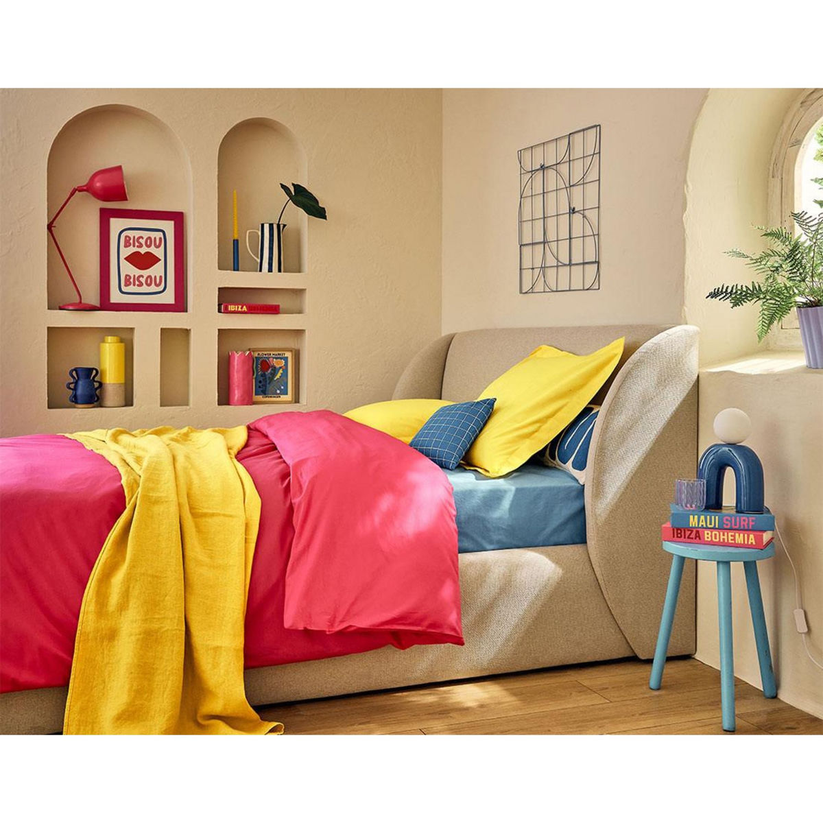 BEST MOBILIER Florina - lit coffre - 180x200 cm - sommier inclus - en tissu