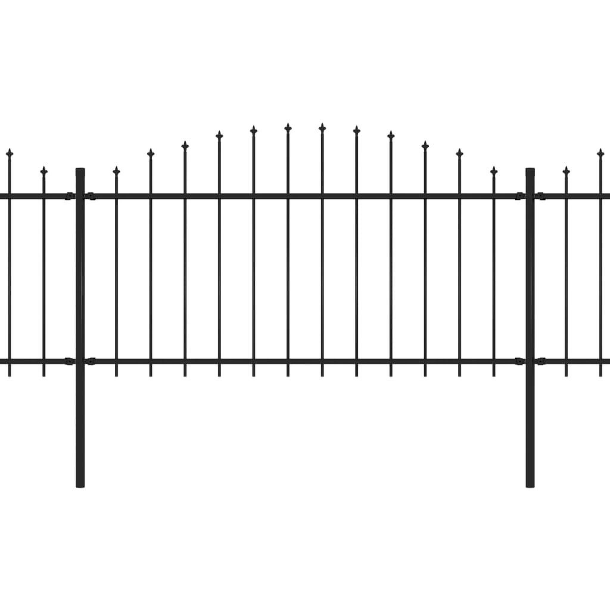 Voir la diapositive 2 : VIDAXL Cloture de jardin a dessus en lance Acier (1,25-1,5)x5,1 m Noir