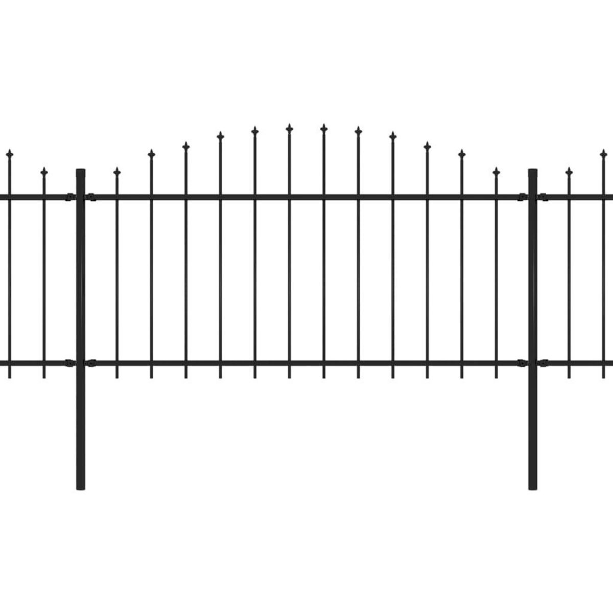 VIDAXL Cloture de jardin a dessus en lance Acier (1,25-1,5)x5,1 m Noir