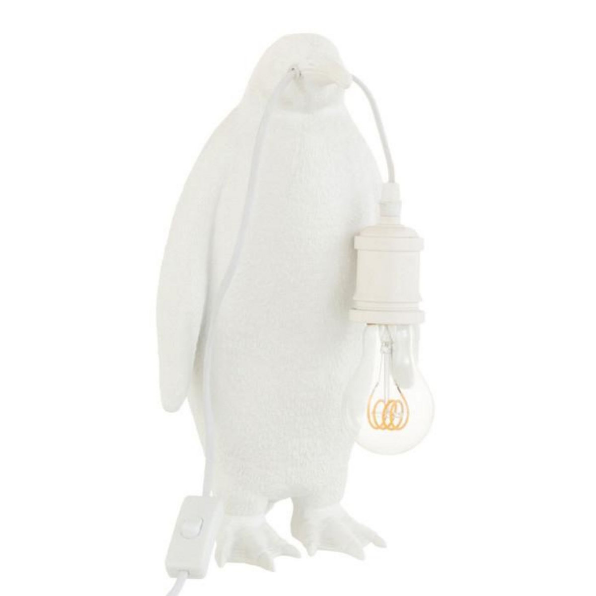 Paris Prix Lampe à Poser en Résine  Pingouin  35cm Blanc
