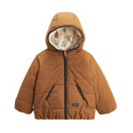 Petit Béguin Doudoune réversible enfant imperméable avec capuche Constellation. Coloris disponibles : Marron
