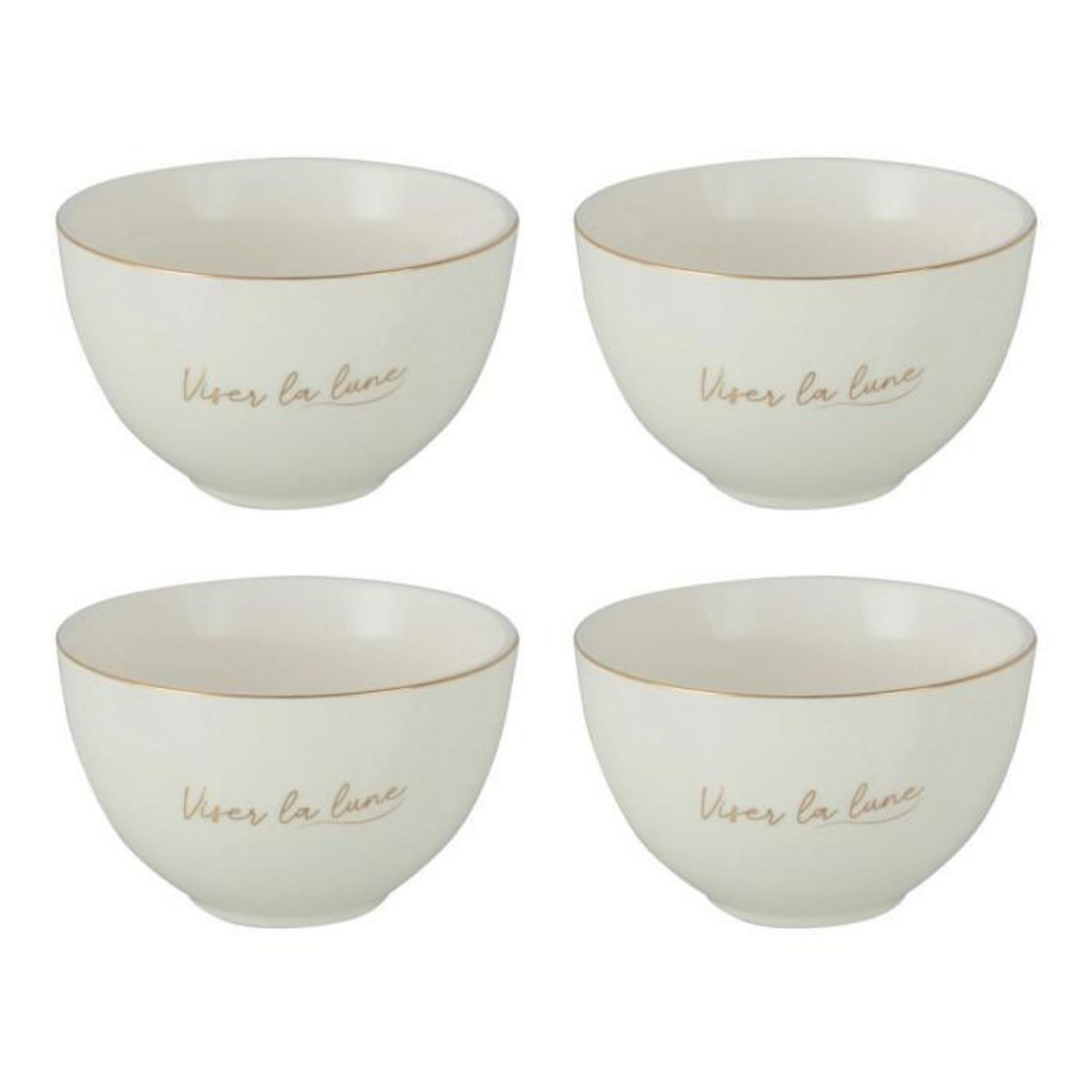 Paris Prix Lot de 4 Bols en Porcelaine  Ilene  10cm Blanc