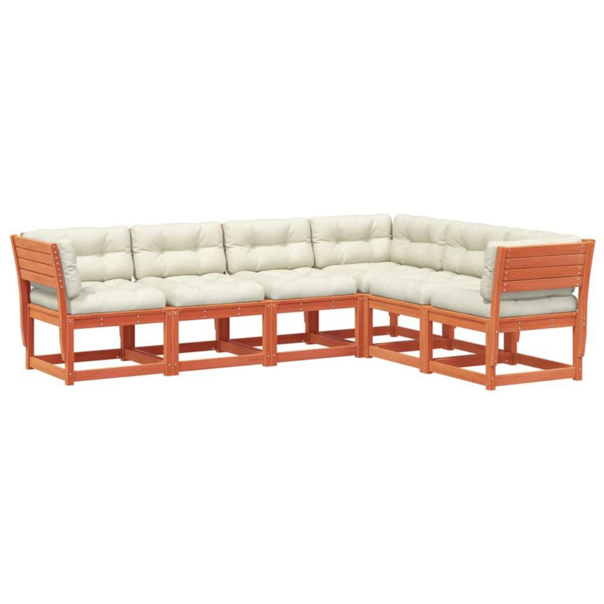 VIDAXL Salon de jardin 6 pcs avec coussins cire marron bois pin massif