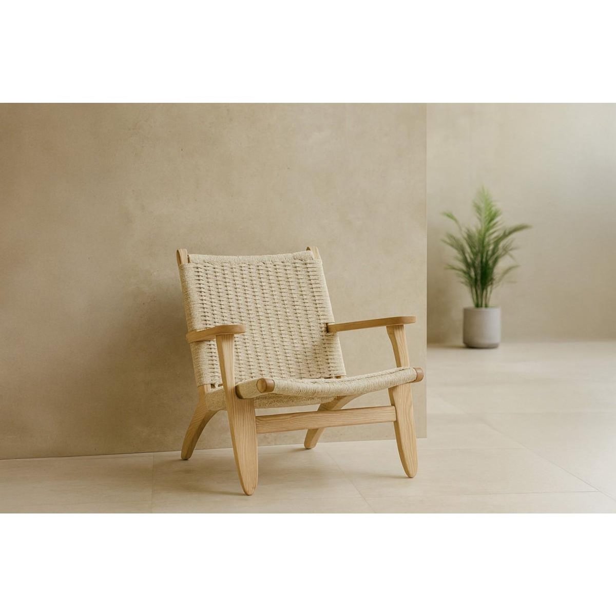 Paris Prix Fauteuil Tressé en Bois  Lazy  75cm Beige