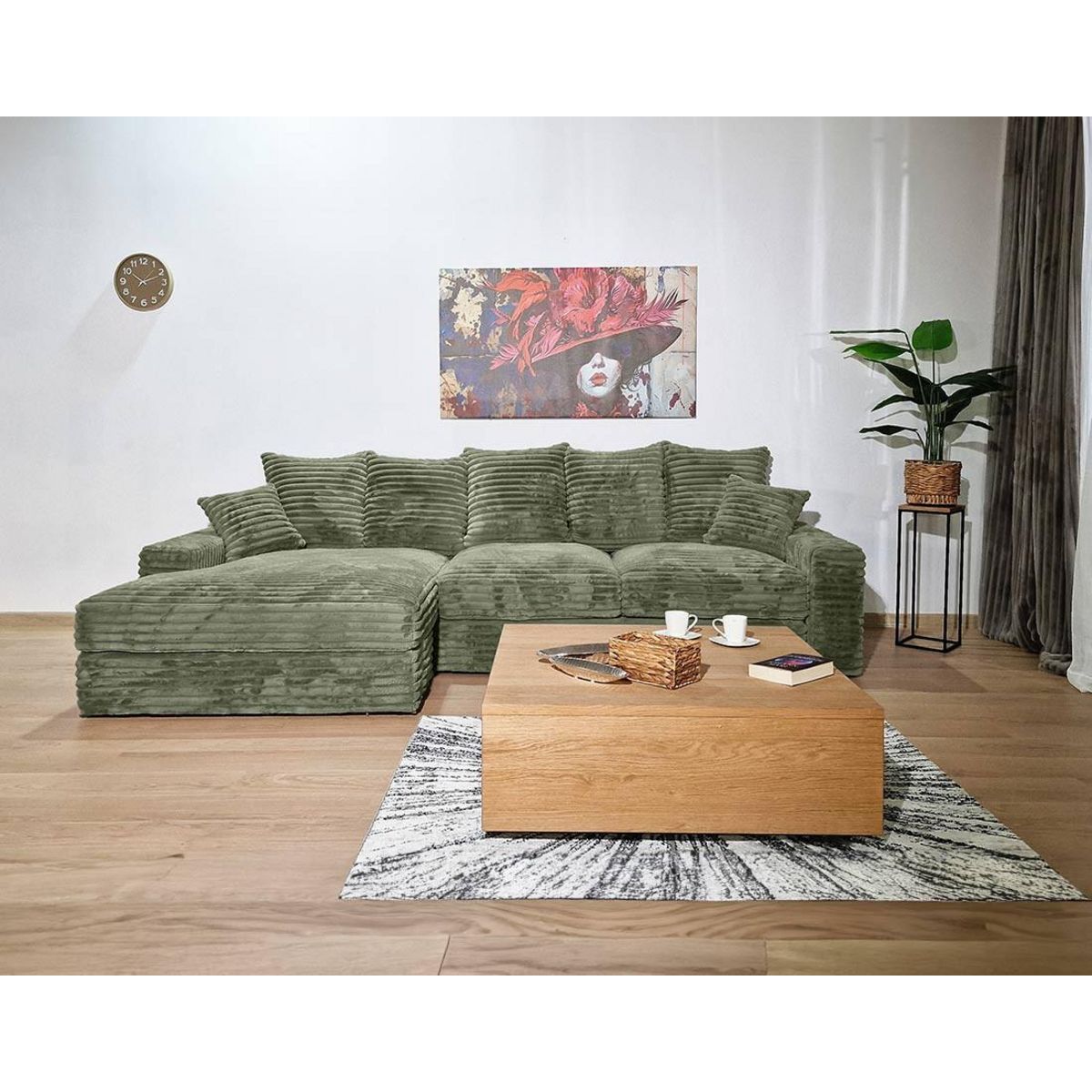 LISA DESIGN Andy - canapé d'angle gauche 5 places en fausse fourrure côtelée