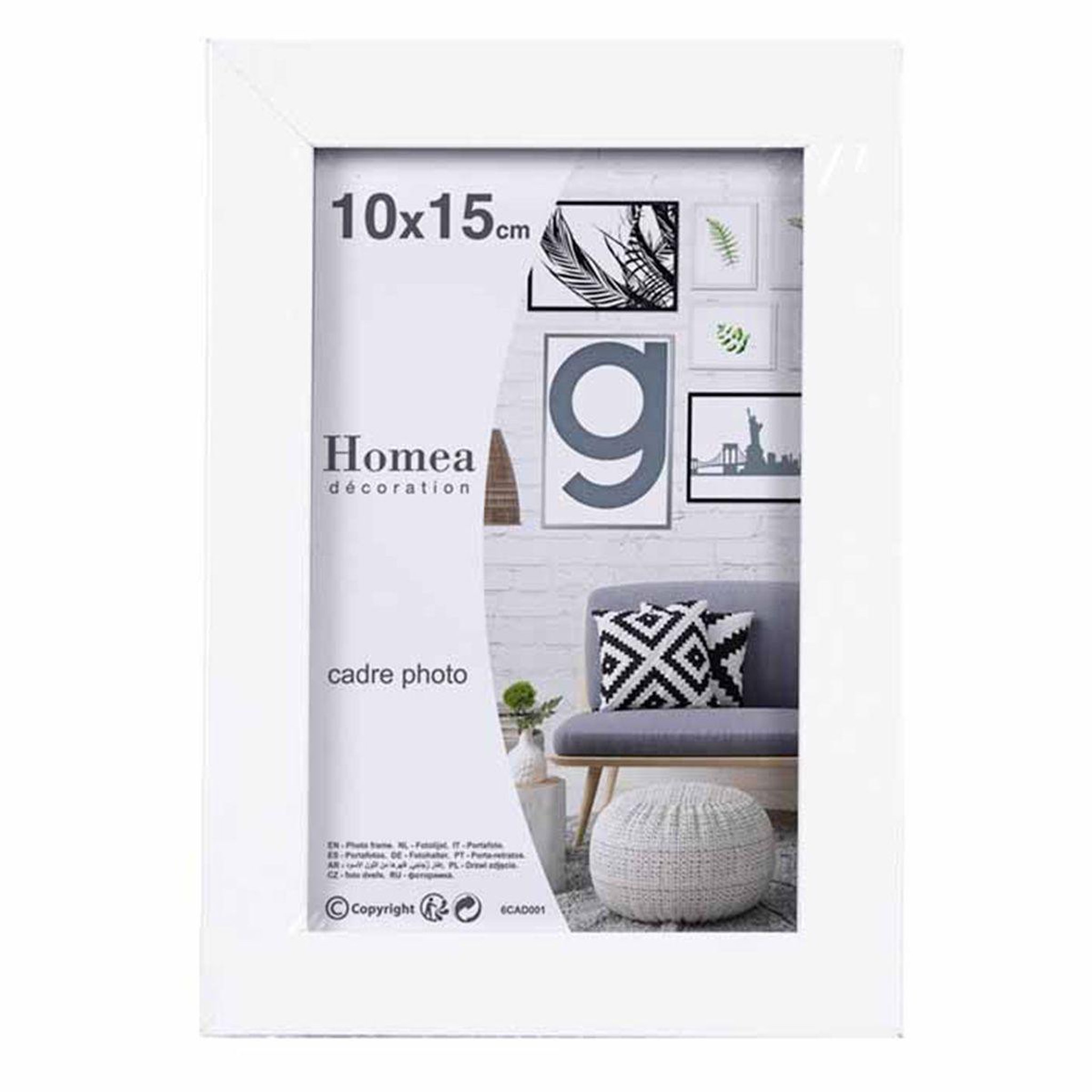 Voir la diapositive 1 : HOMEA Cadre photo déco  loft  10x15cm blanc