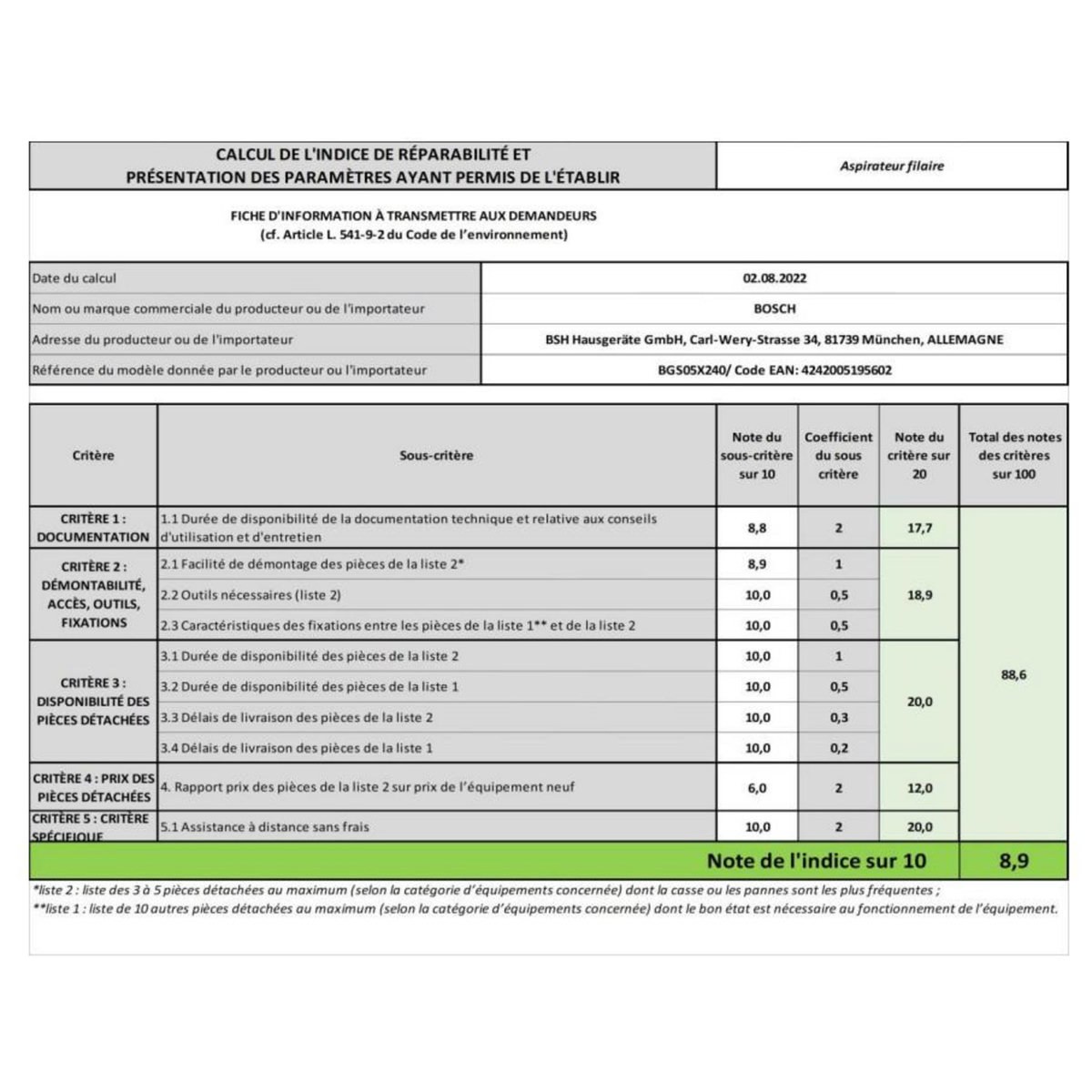 BOSCH Aspirateur sans sac aada 78db bleu - bgs05x240