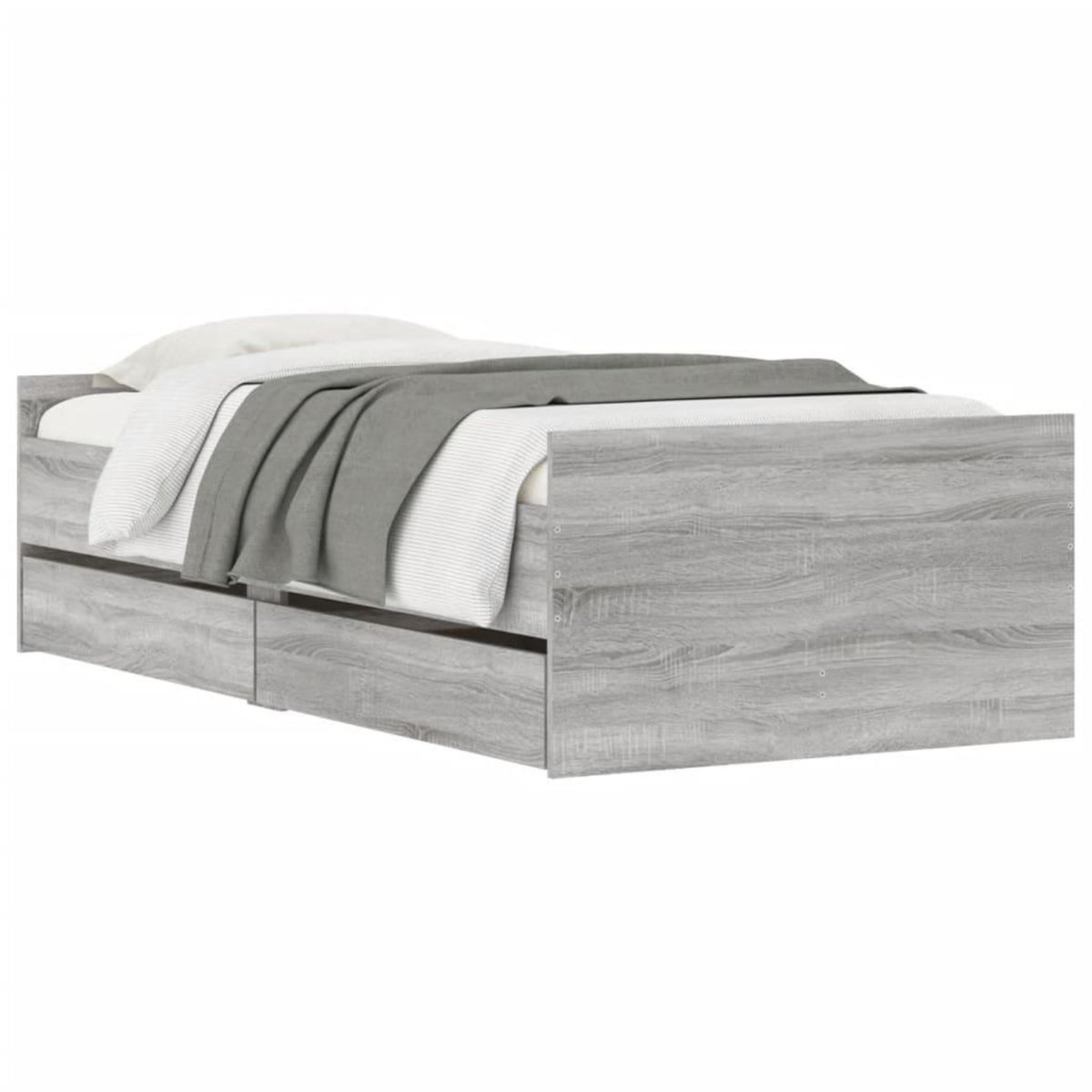 VIDAXL Cadre de lit avec tiroirs sans matelas sonoma gris 90x190 cm