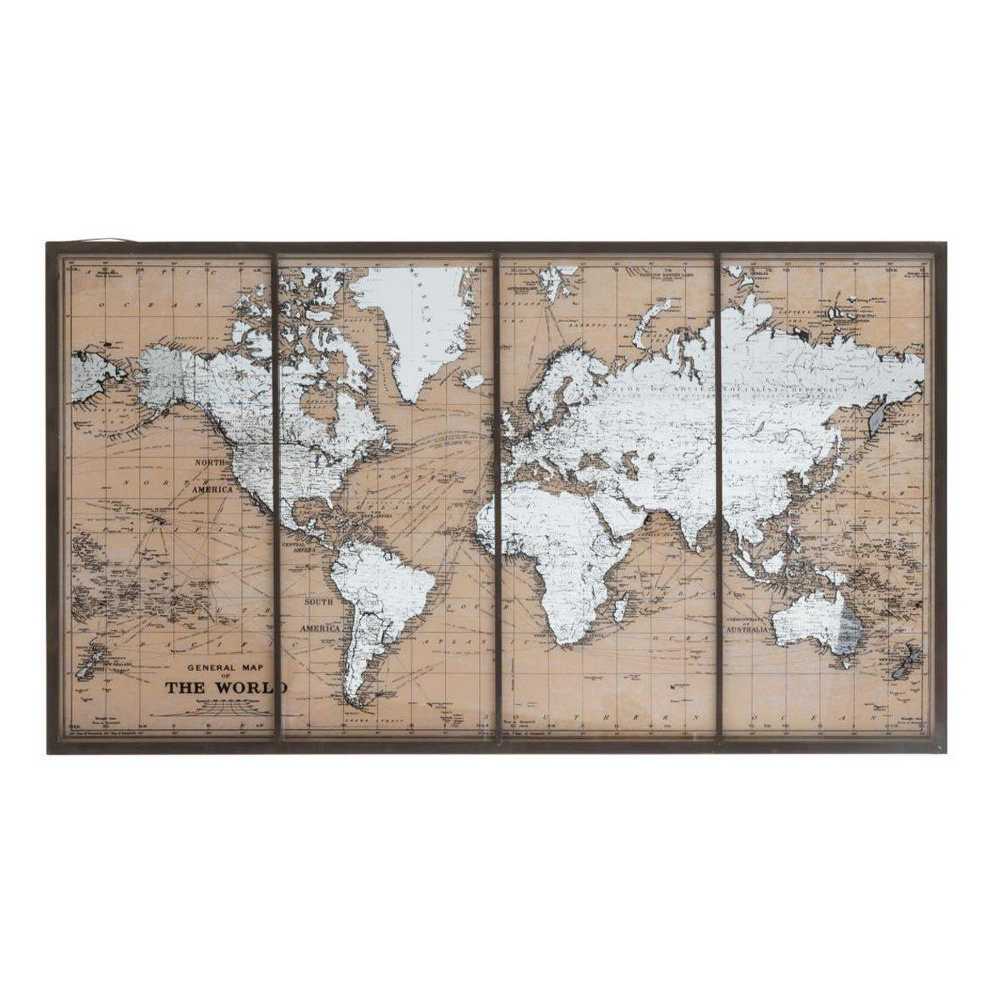 J-LINE Tableau déco  carte du monde  81x143cm marron