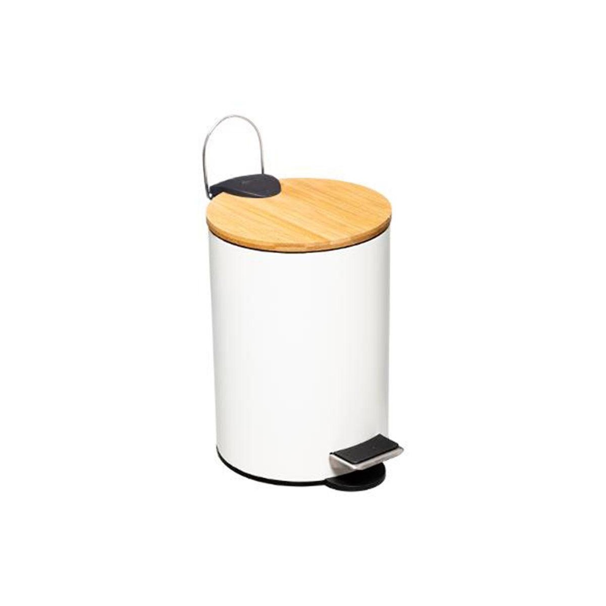 Voir la diapositive 2 : FIVE Poubelle à pédale  modern  3l blanc