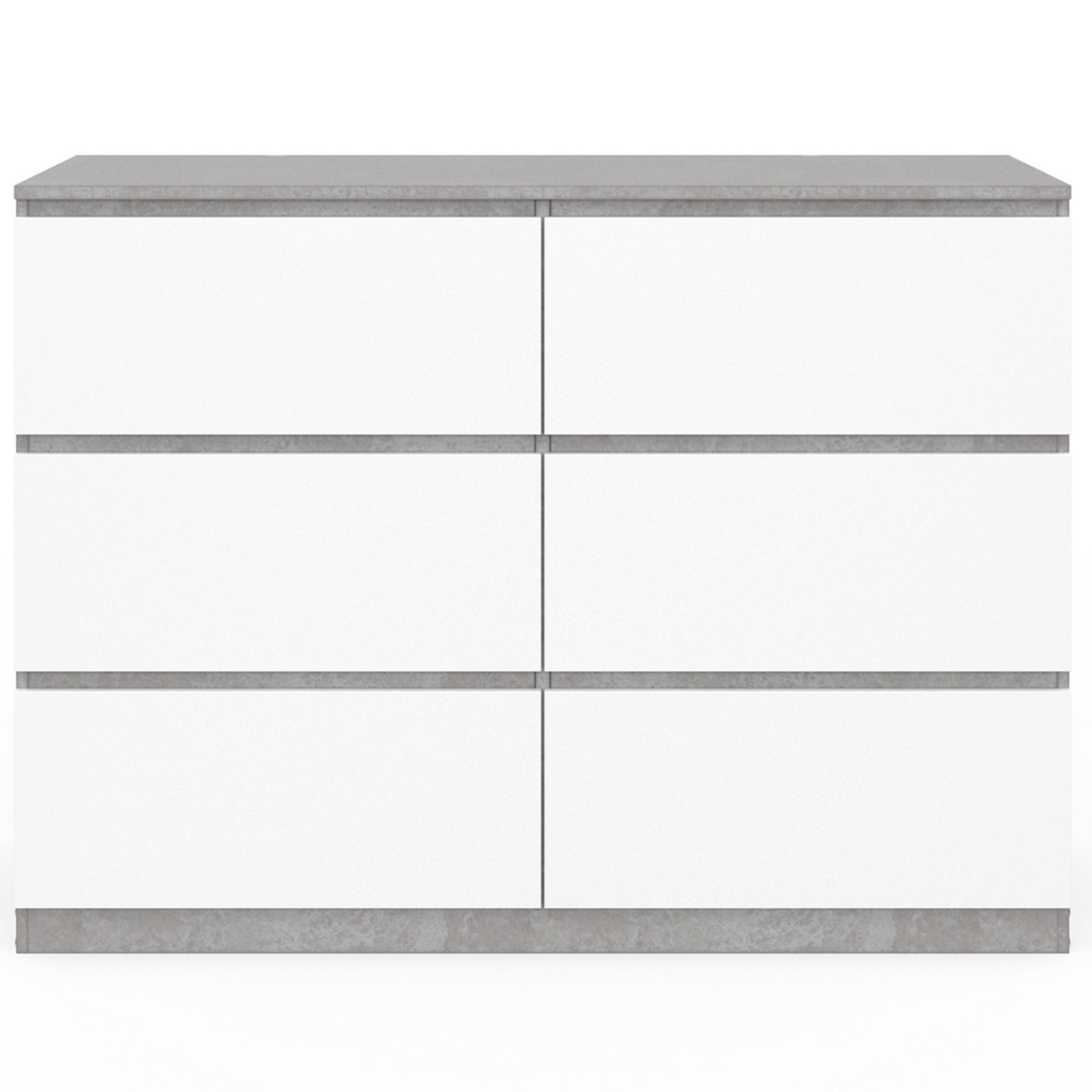 ID MARKET Commode 6 tiroirs TOMI 110 cm blanc et effet béton