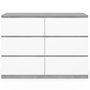 Voir la diapositive 3 : ID MARKET Commode 6 tiroirs TOMI 110 cm blanc et effet béton