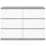 Voir la diapositive 3 : ID MARKET Commode 6 tiroirs TOMI 110 cm blanc et effet béton