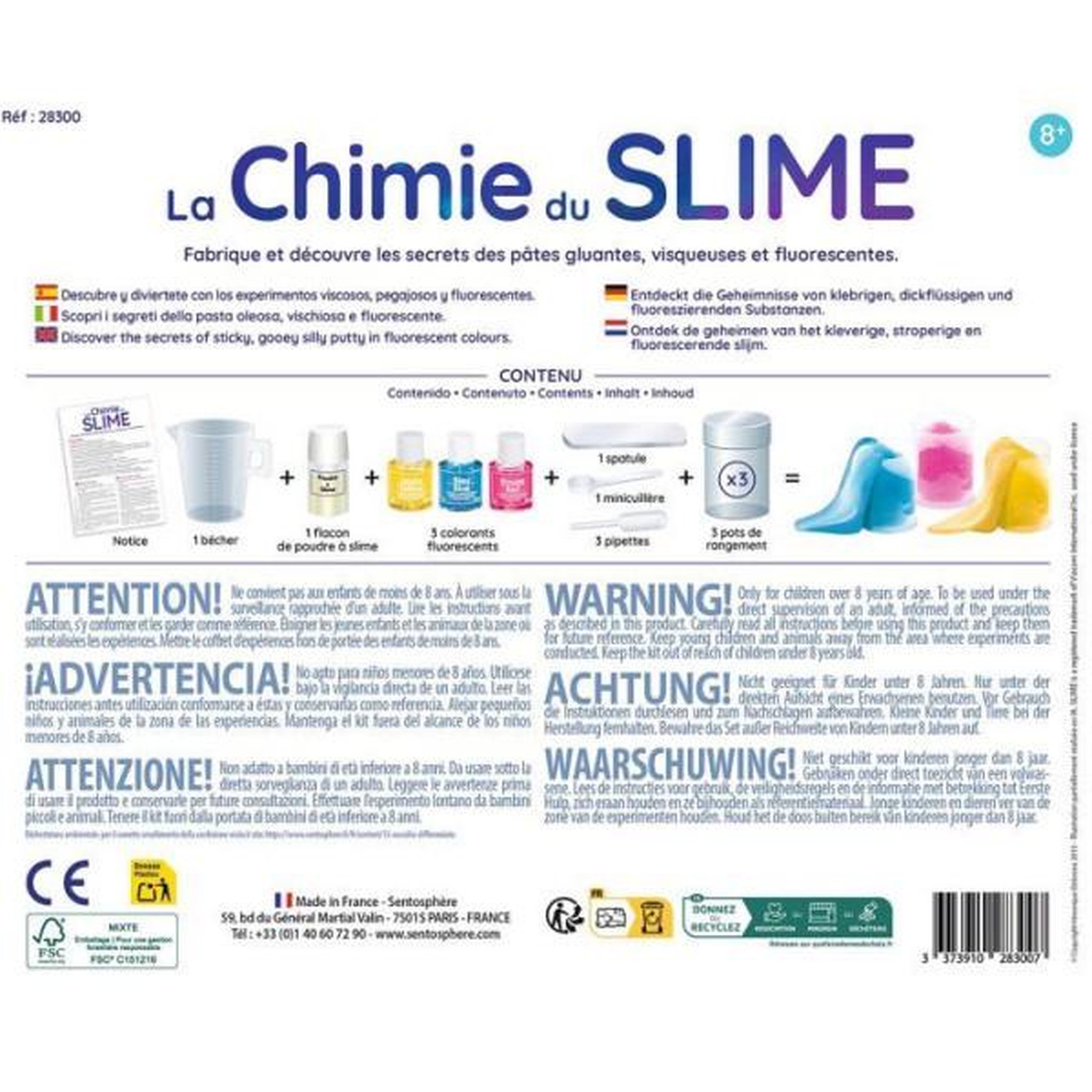 Voir la diapositive 2 : Sentosphere Kit Scientifique - SENTOSPHERE - La chimie du Slime - Pâtes gluantes - Gomme Origine Naturelle - Lavable facilement - Des 8 ans
