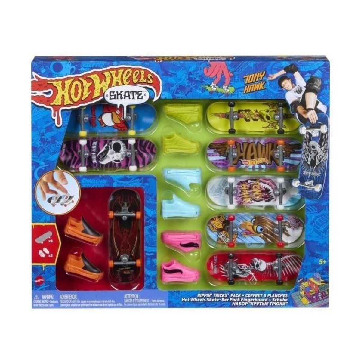 Hot Wheels Pack Fingerskate Tony Hawk - Coffret 8 planches - HOT WHEELS - Multicolore
