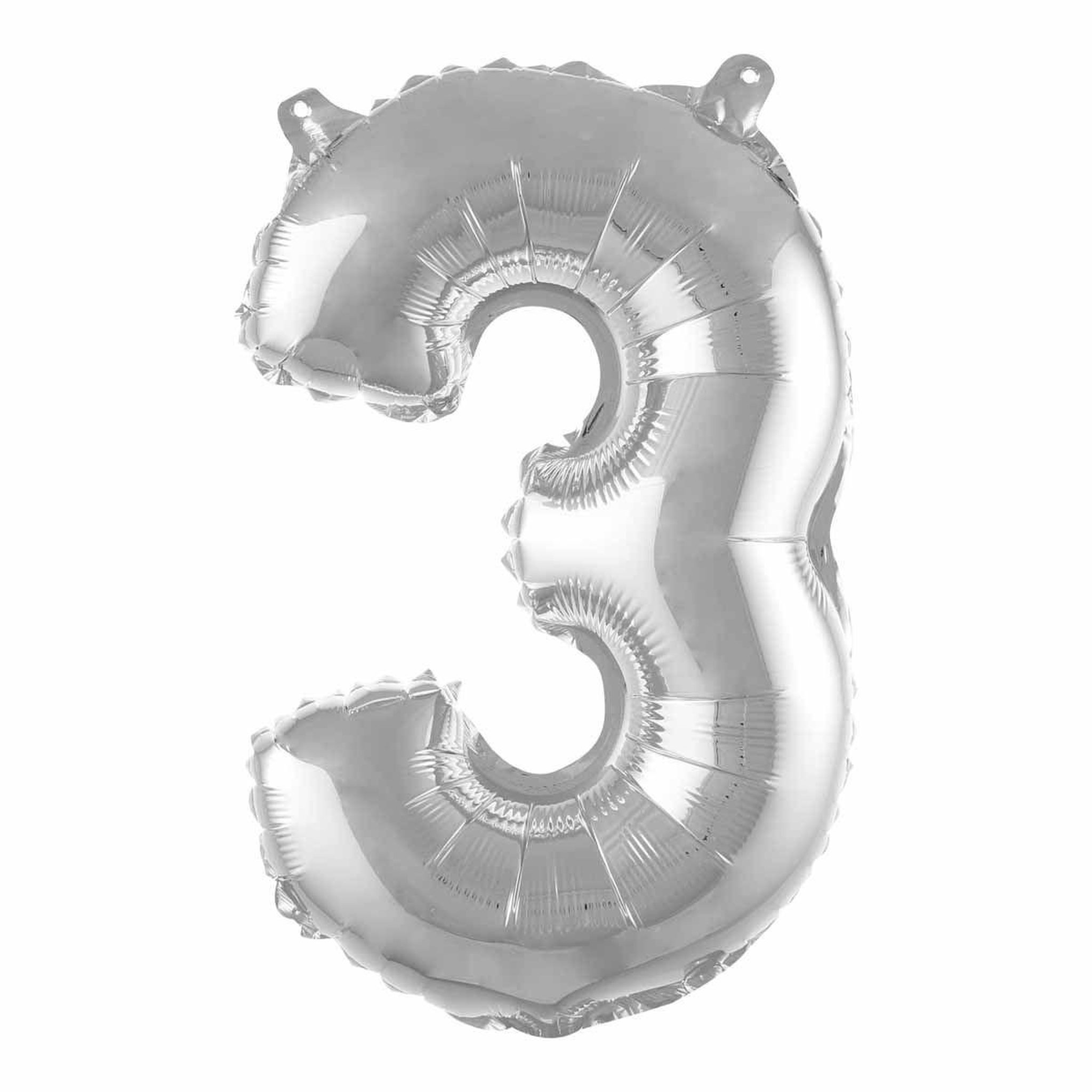 HOMEA Ballon Gonflable Métallisé  Chiffre 3  40cm Argent