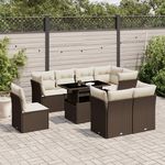 VIDAXL Salon de jardin avec coussins 9 pcs marron resine tressee