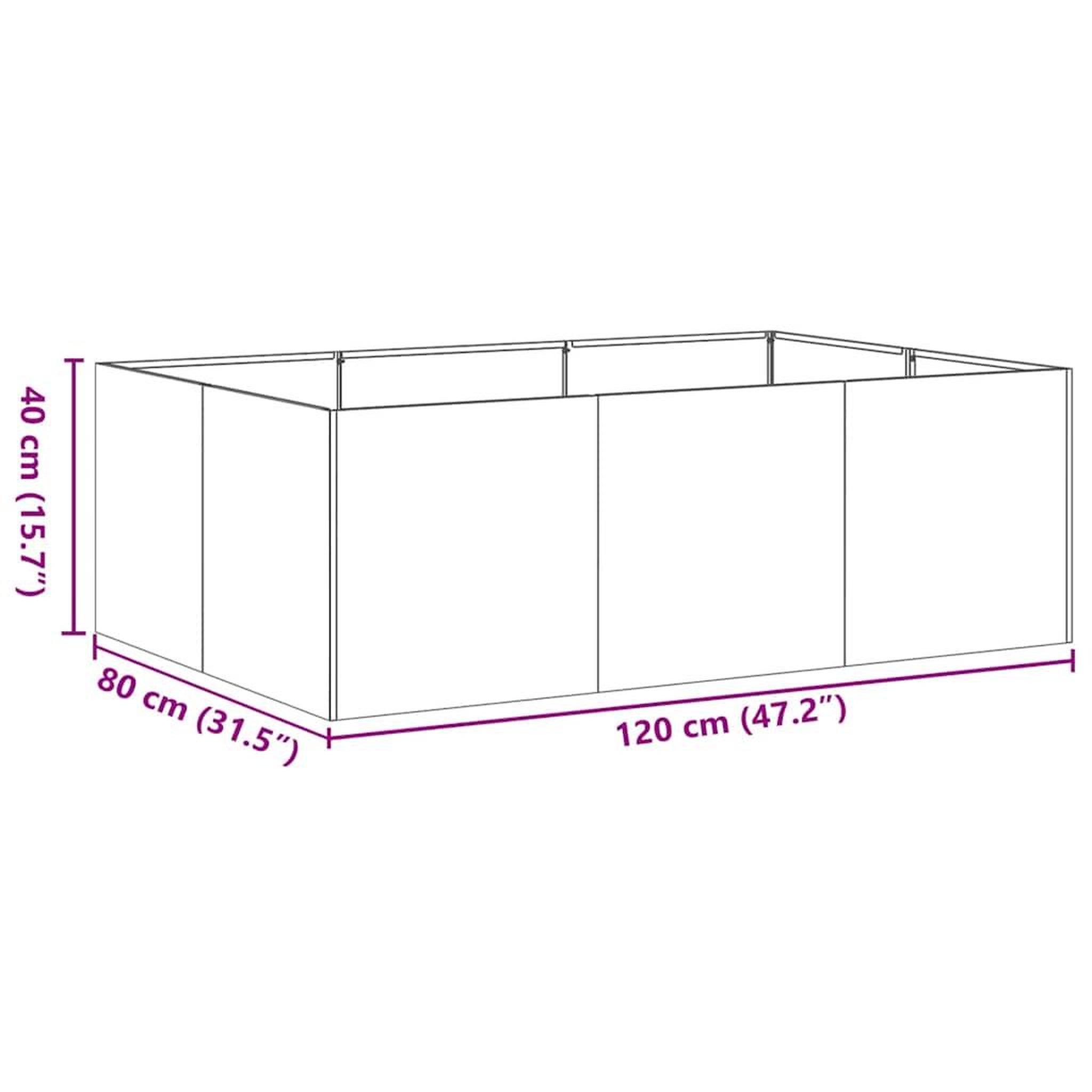 Voir la diapositive 6 : VIDAXL Jardiniere 120x80x40 cm acier inoxydable