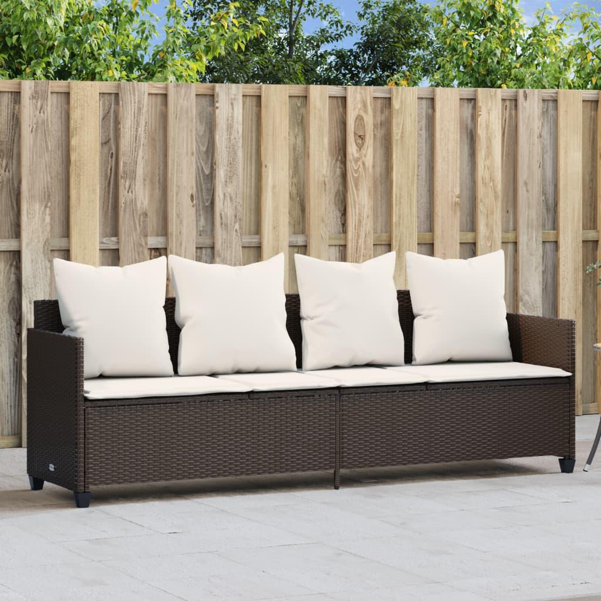 VIDAXL Chaise longue avec coussins marron resine tressee