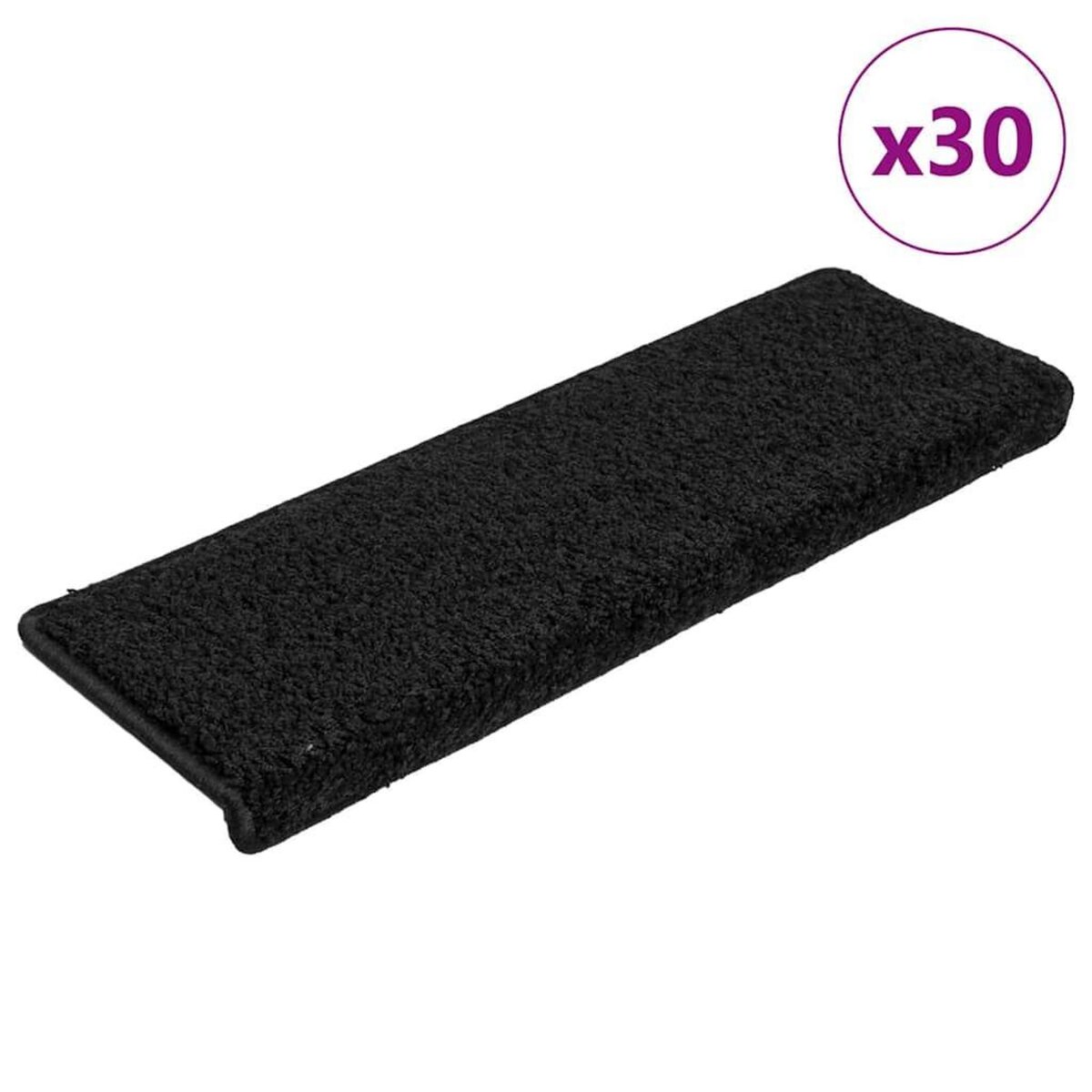 VIDAXL Tapis d'escalier 30 pcs 65x21x4 cm Noir