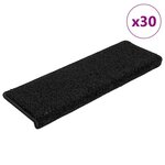 VIDAXL Tapis d'escalier 30 pcs 65x21x4 cm Noir