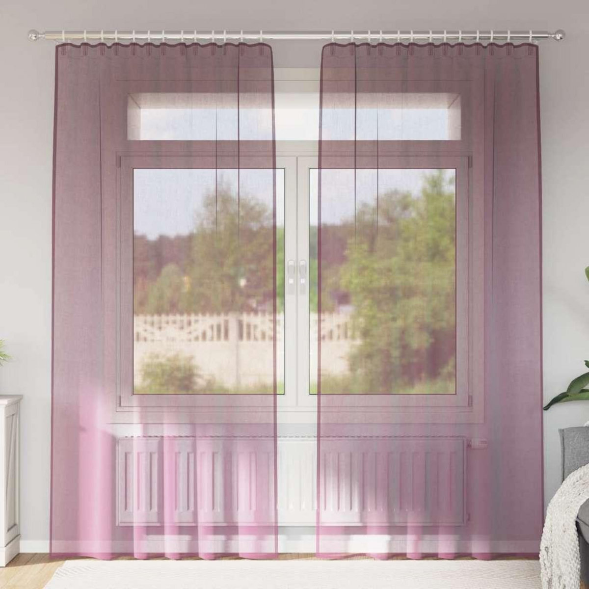 VIDAXL Rideaux en voile avec boucles 2 pcs violet 140x225 cm