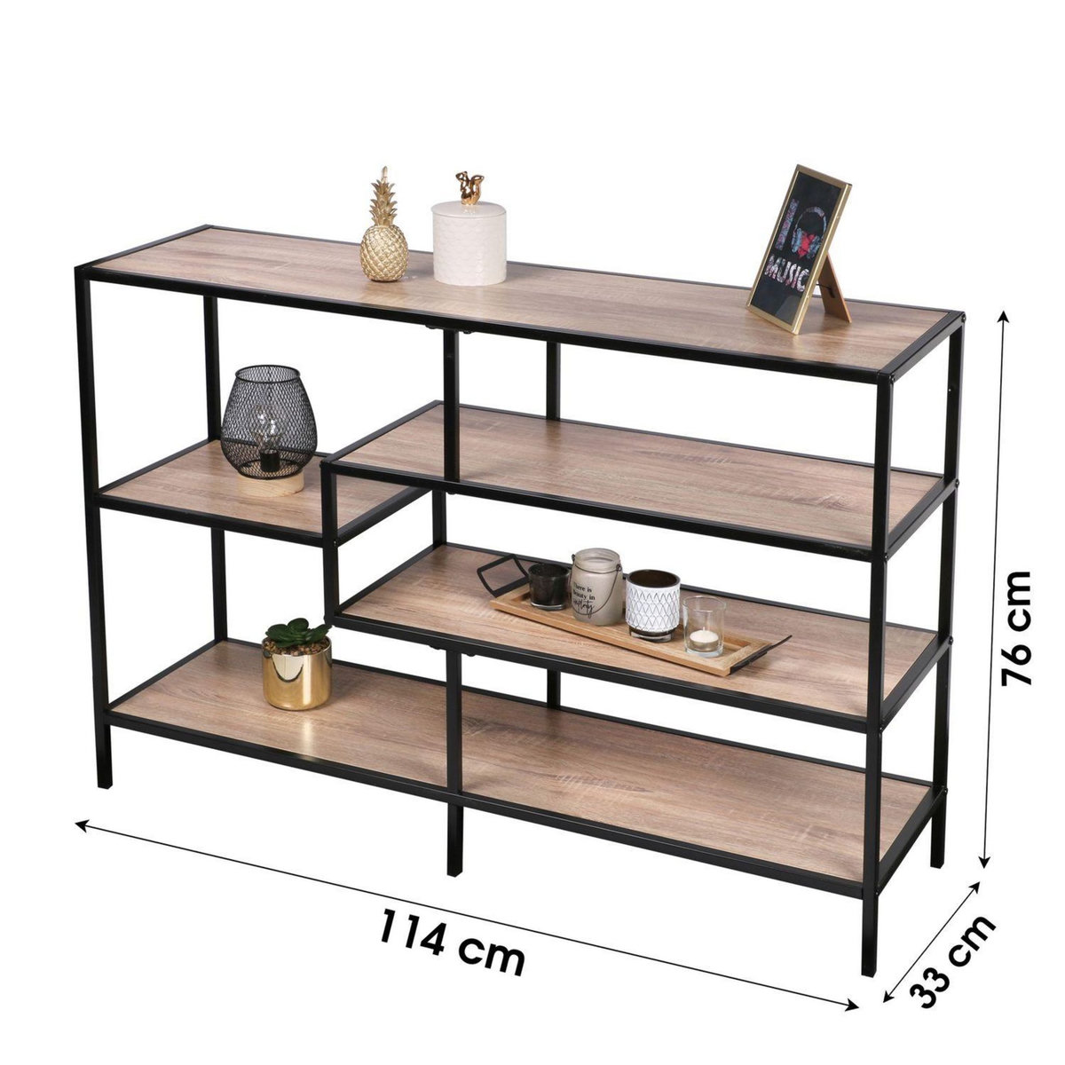 TOILINUX Bibliothèque Colorado 5 Etagères - Métal et Bois