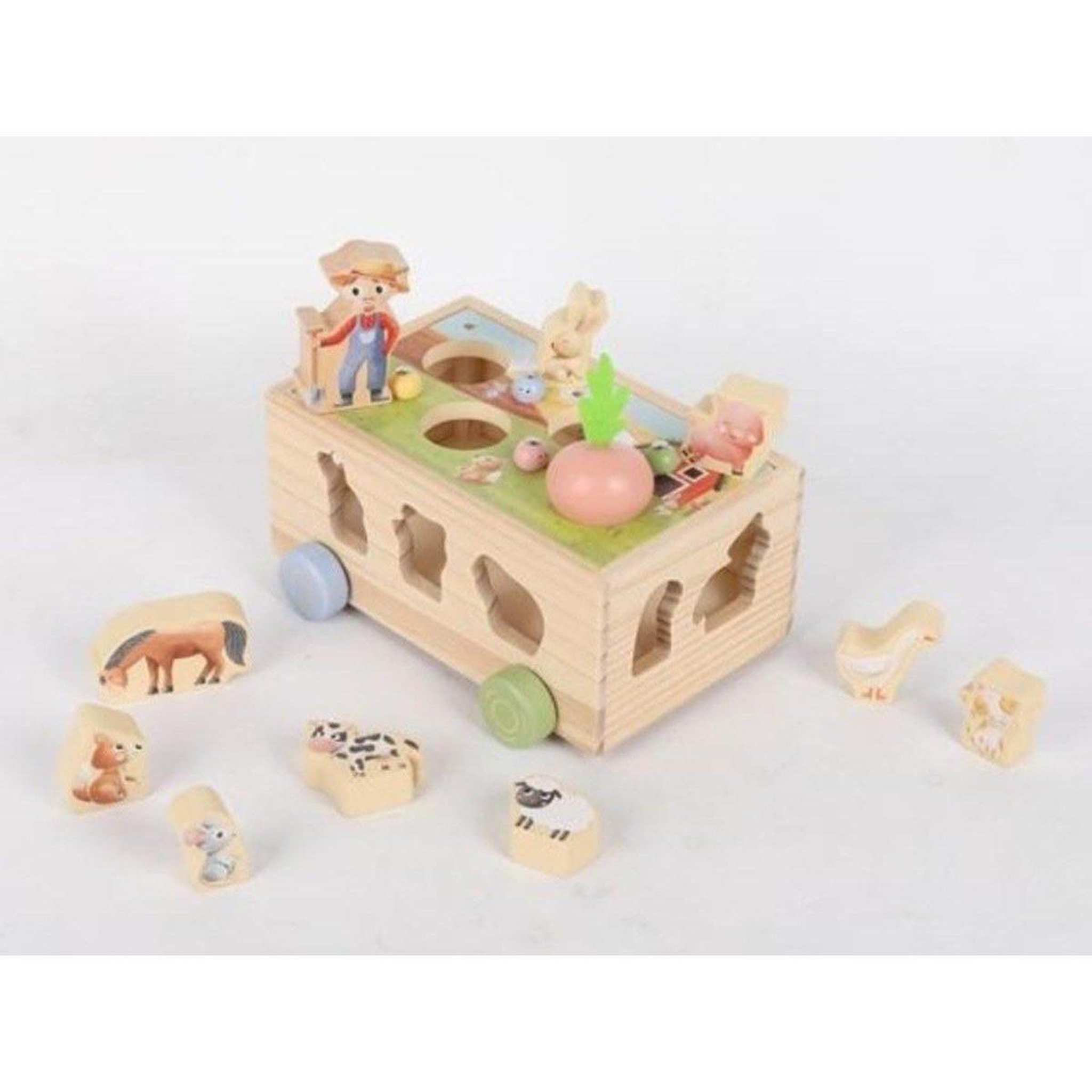 Voir la diapositive 4 : ELINELI Ferme mobile multifonction en bois avec animaux