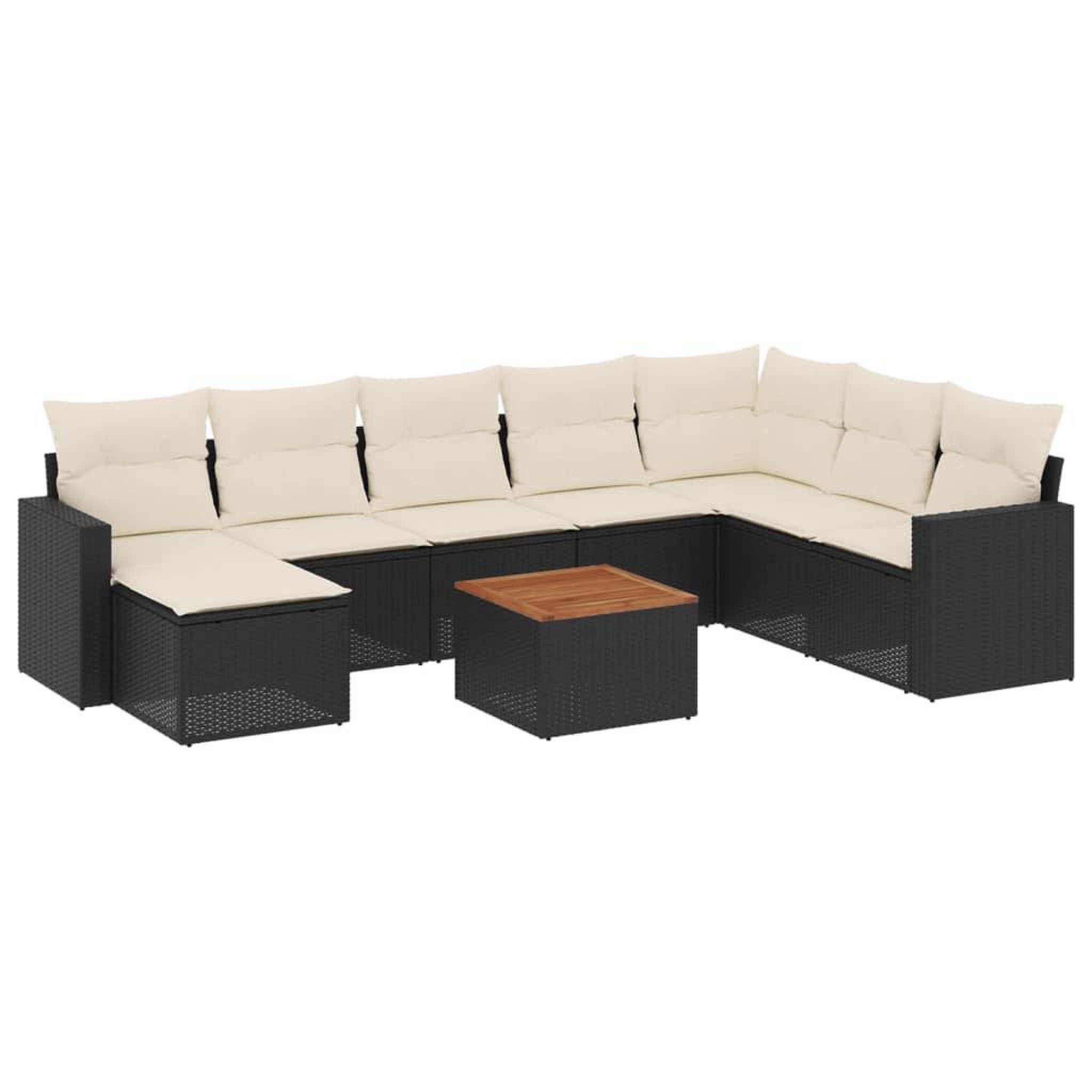 Voir la diapositive 2 : VIDAXL Salon de jardin 9 pcs avec coussins noir resine tressee