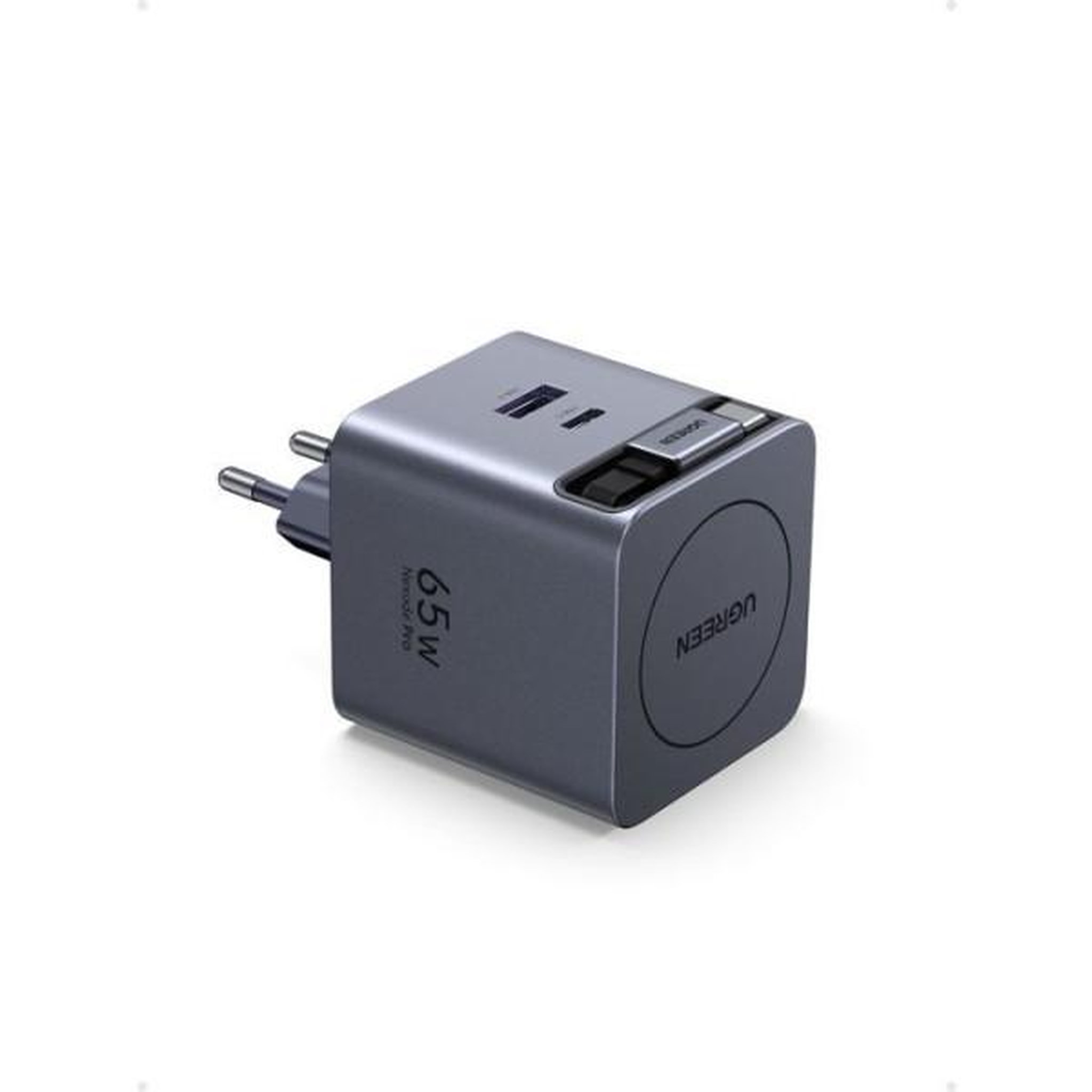 Voir la diapositive 2 : UGREEN Chargeur secteur - ugreen - 45w - usb-a et usb-c - rétractable - noir