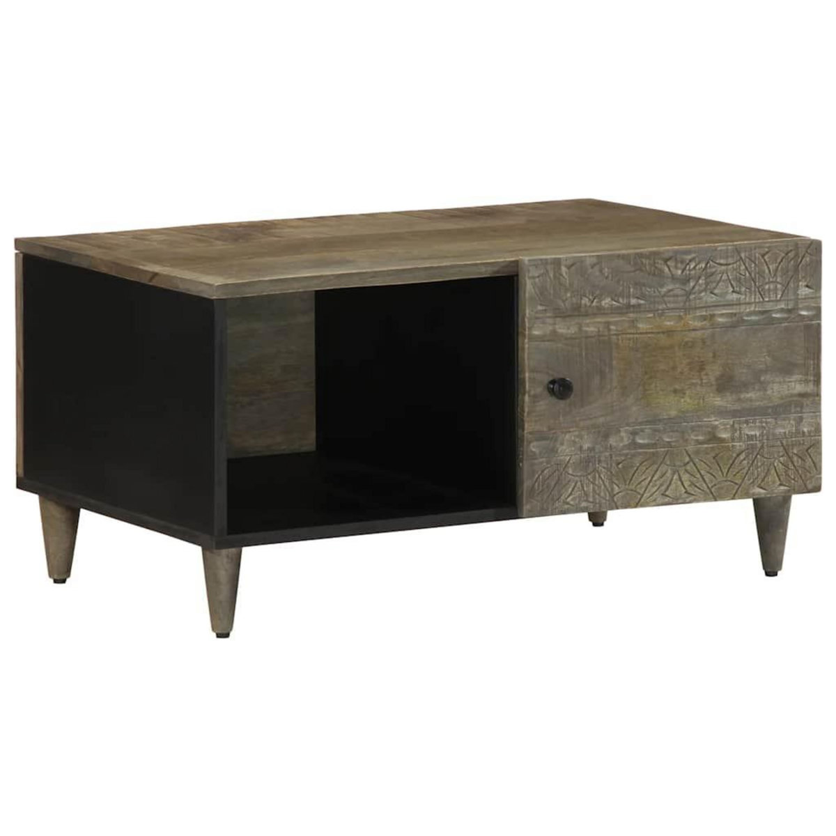 VIDAXL Table basse gris clair 80x50x40 cm bois de manguier massif
