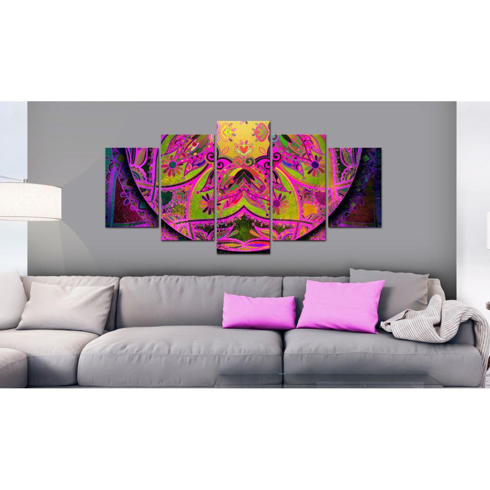 Voir la diapositive 2 : Paris Prix Tableau imprimé  mandala : pink power