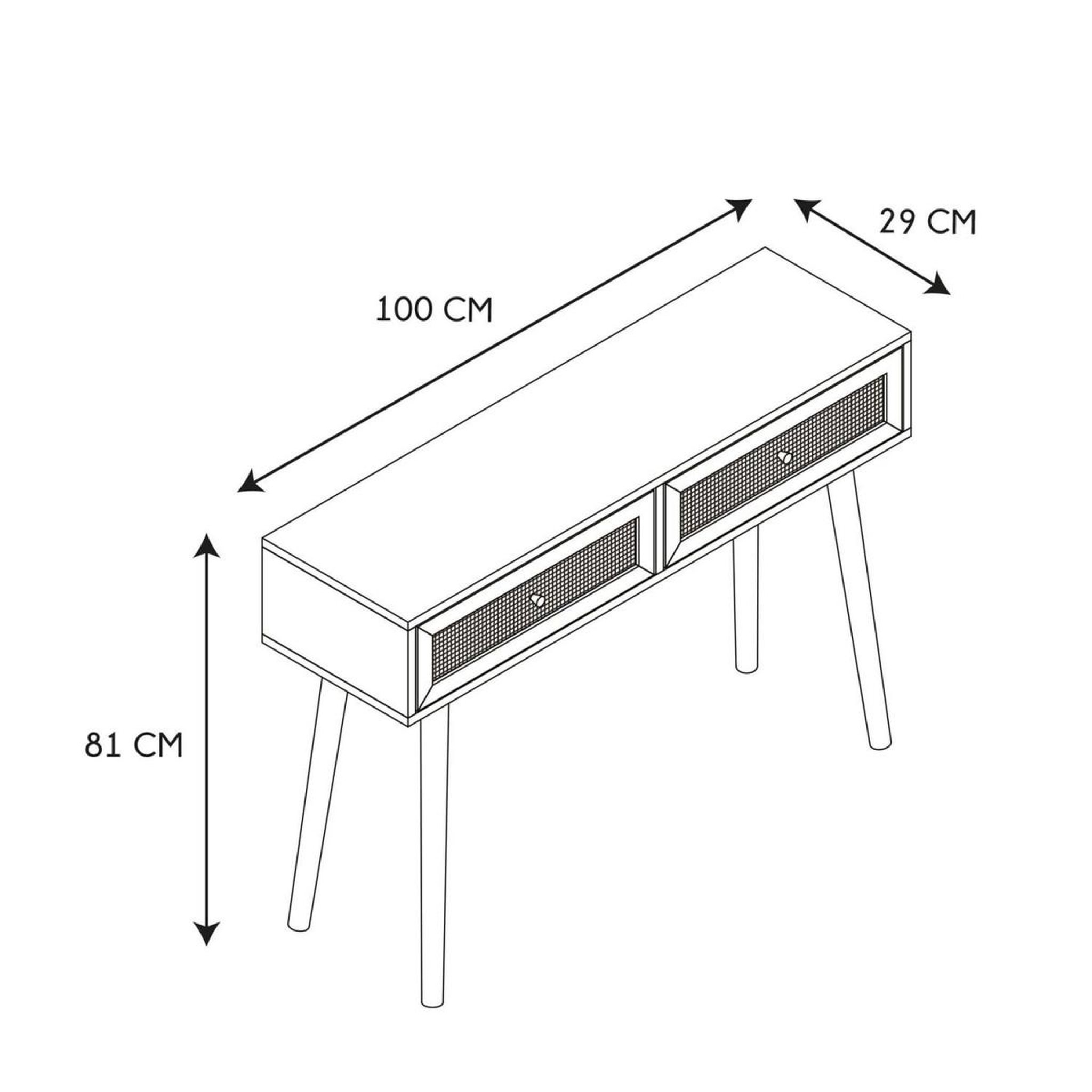 Voir la diapositive 5 : The Home Deco Factory Console 2 tiroirs en bois  bali  100cm naturel