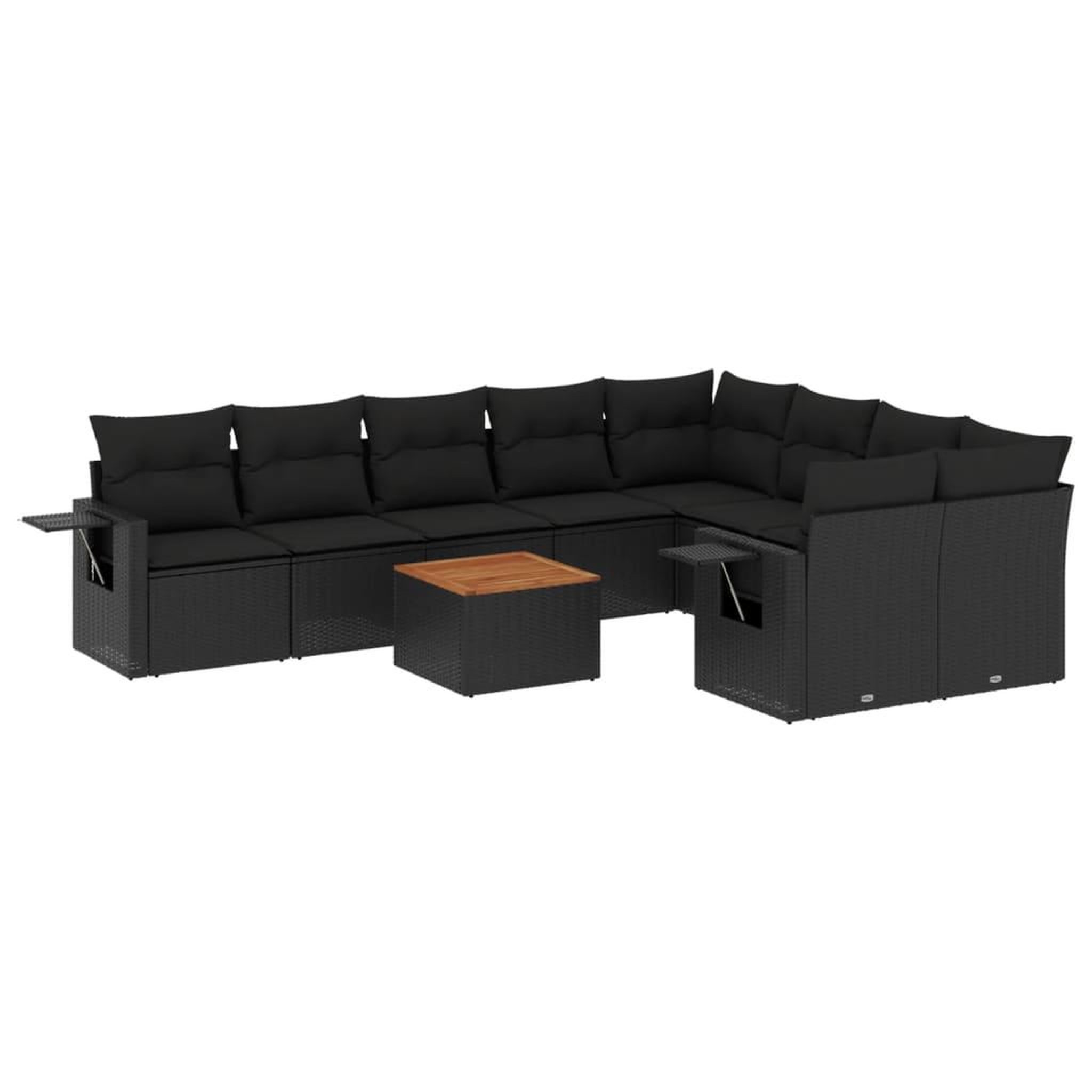 Voir la diapositive 2 : VIDAXL Salon de jardin 10 pcs avec coussins noir resine tressee