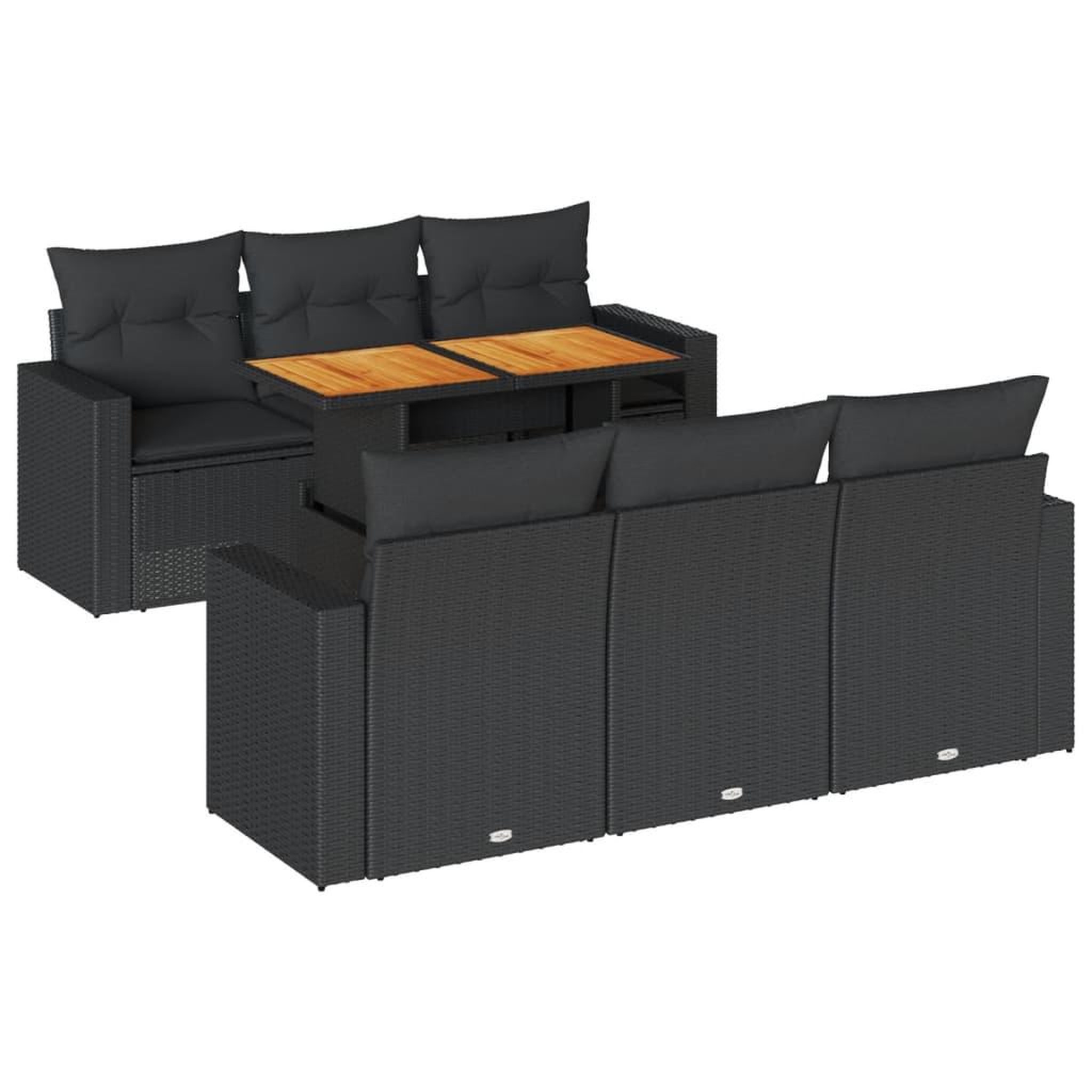 Voir la diapositive 2 : VIDAXL Salon de jardin 7 pcs avec coussins noir resine tressee