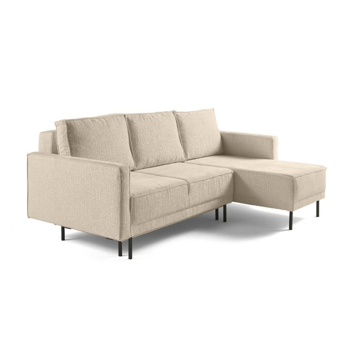 LISA DESIGN Charlie - canapé d'angle réversible 4 places - convertible avec coffre - en tissu velours relief