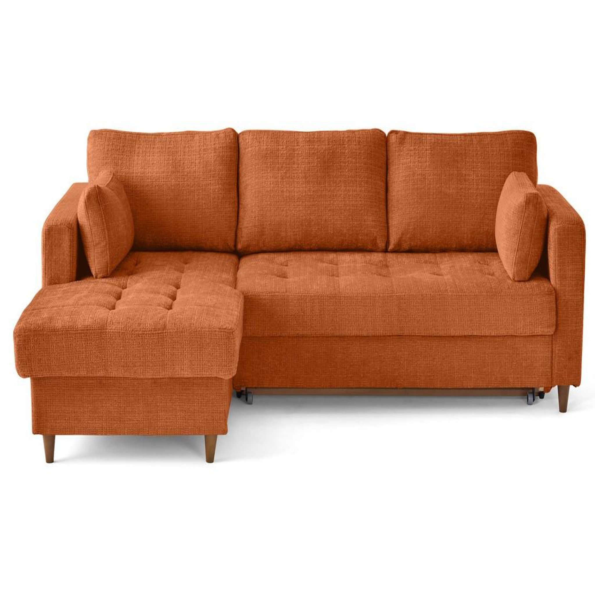 Voir la diapositive 1 : BEST MOBILIER Anna - canapé d'angle gauche 4 places convertible avec coffre en velours texturé
