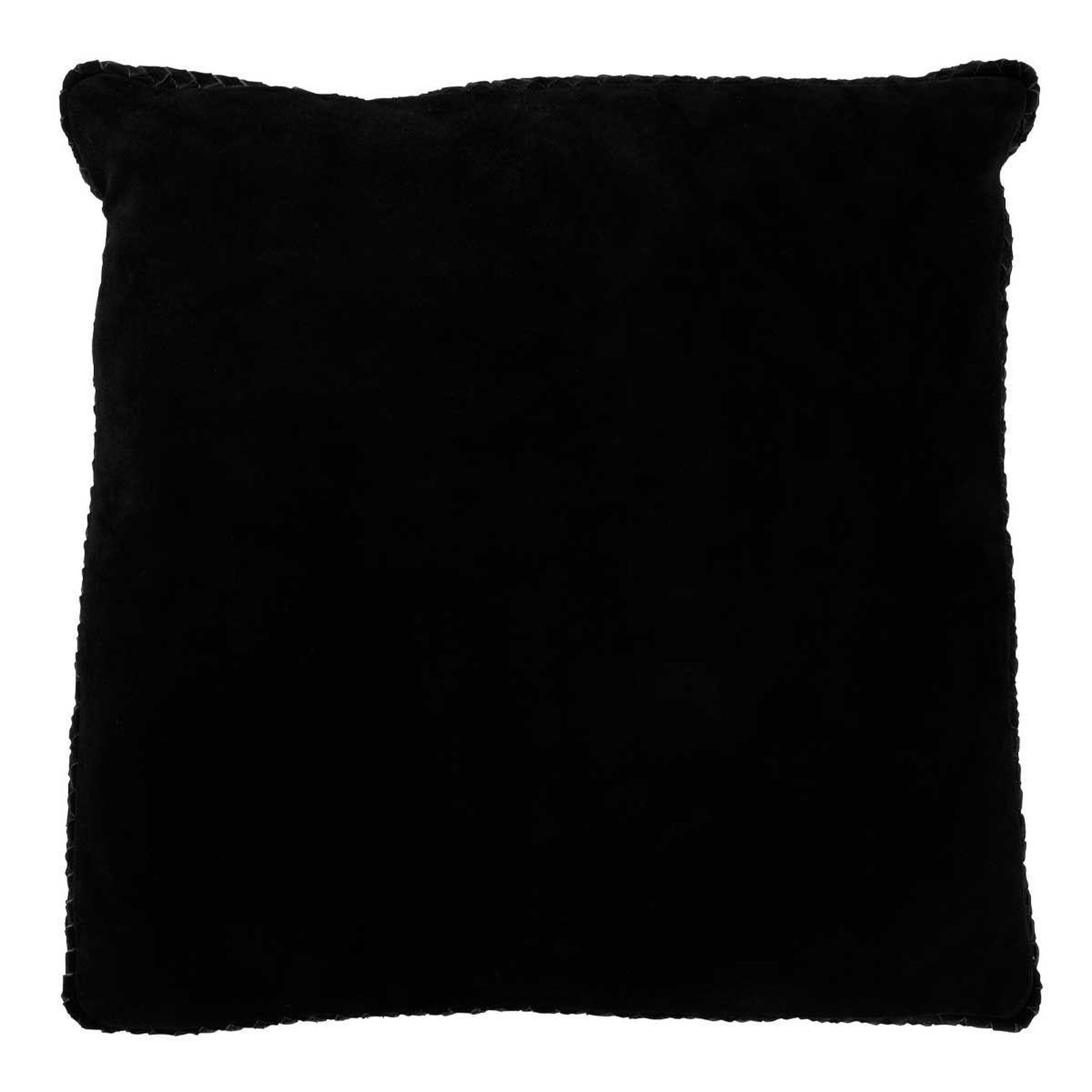 J-LINE Coussin tissé en cuir  coleman  45x45cm noir