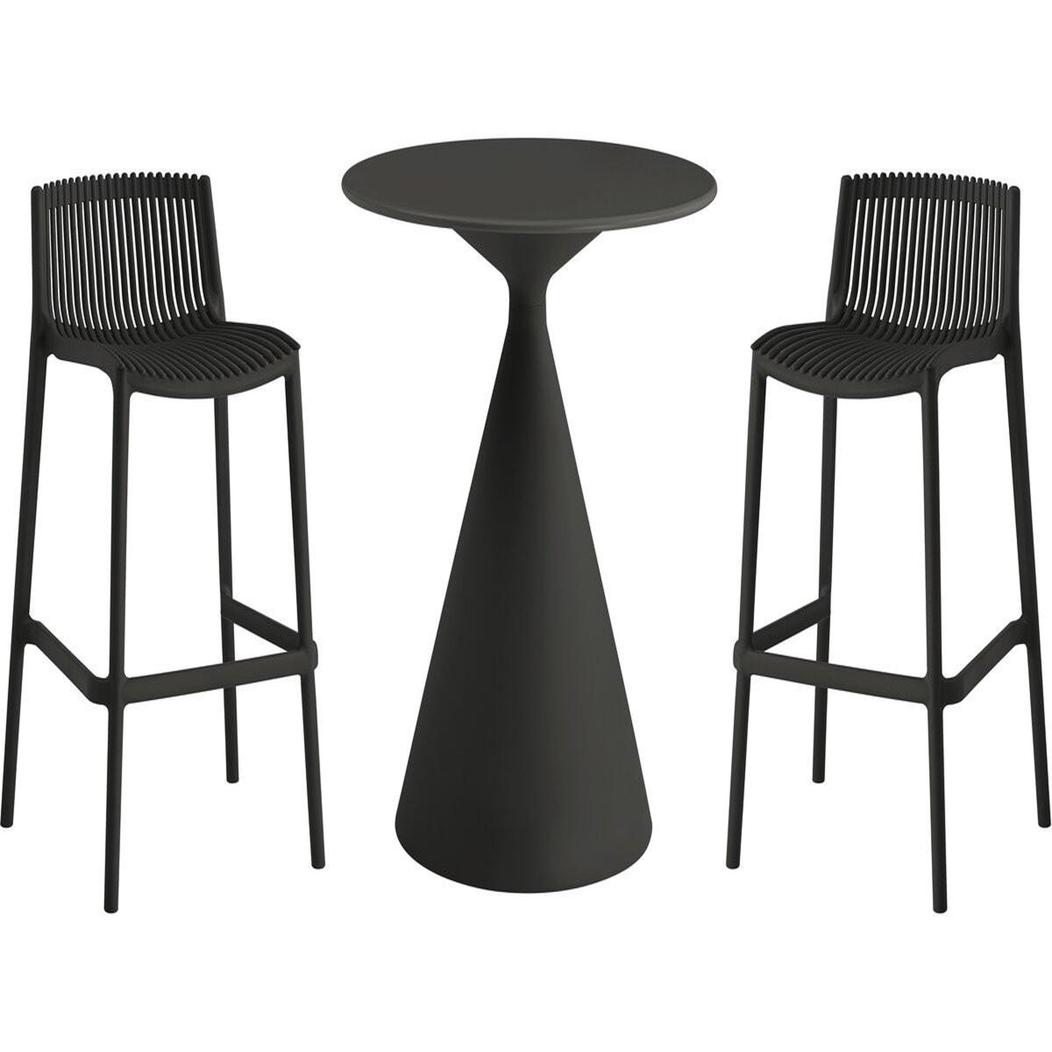 Habitat et Jardin Table et chaises hautes de jardin bistrot empilables  néora  - 2 places - noir