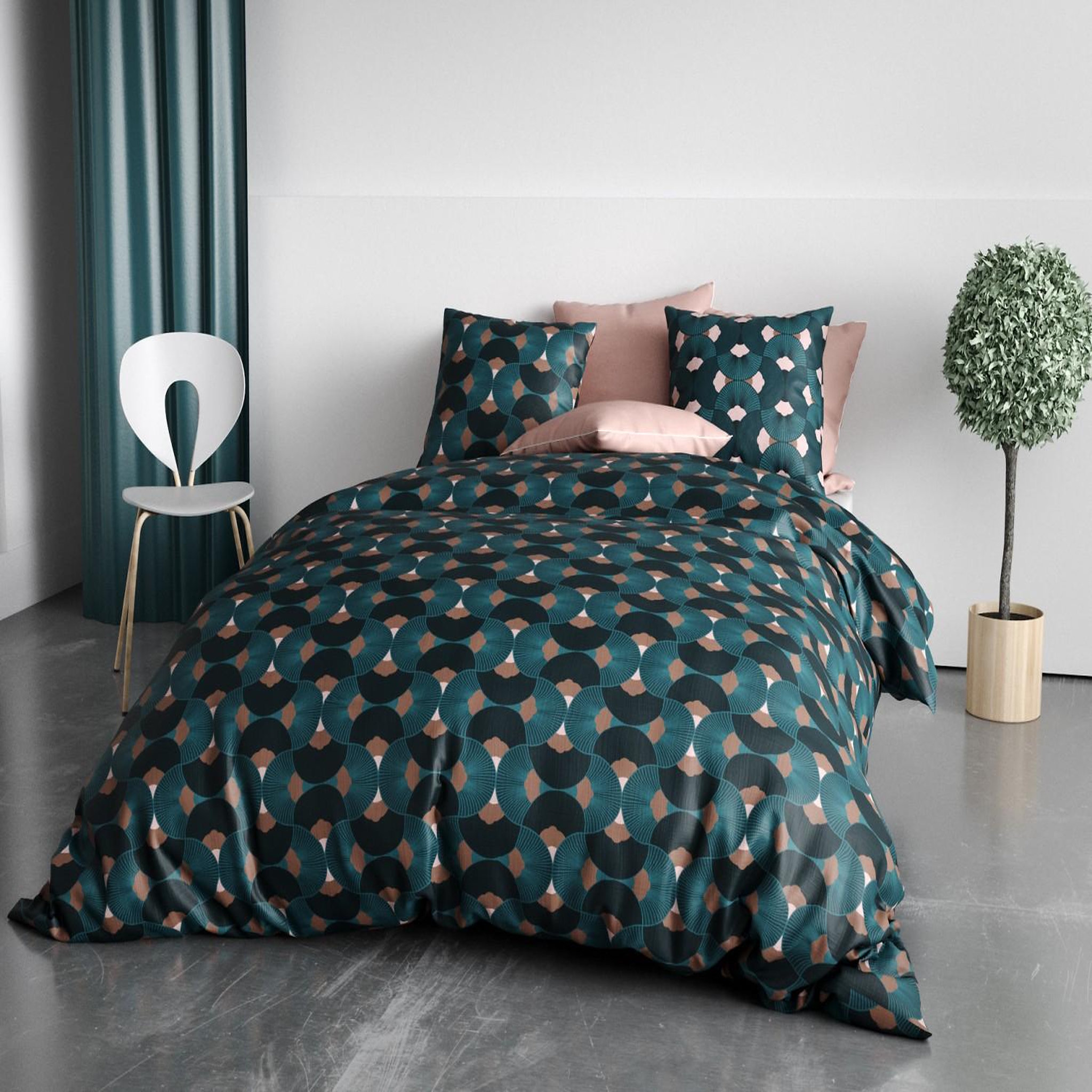 Voir la diapositive 4 : ATELIER DU COTON Parure housse de couette 100% coton 57 fils greek