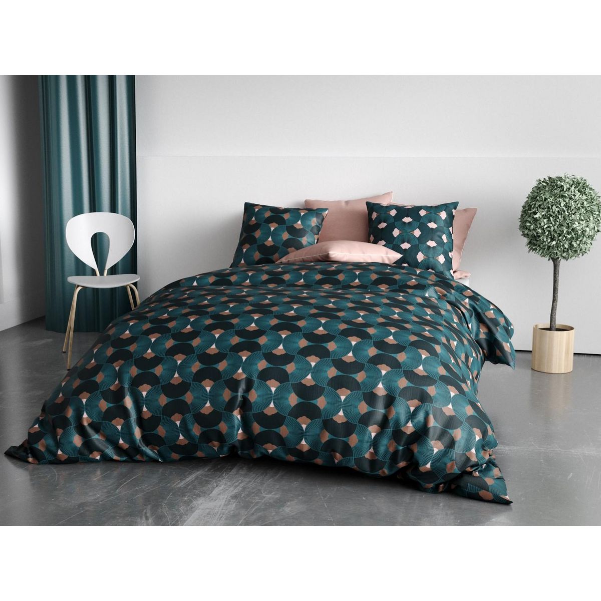 ATELIER DU COTON Parure housse de couette 100% coton 57 fils greek