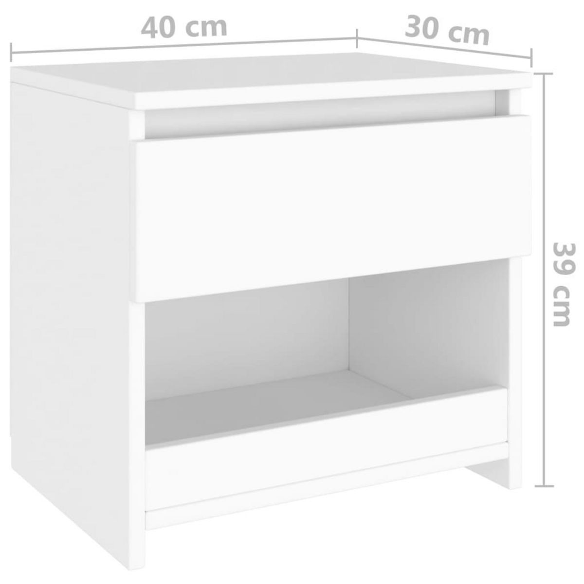 VIDAXL Tables de chevet 2 pcs Blanc 40x30x39 cm Agglomere