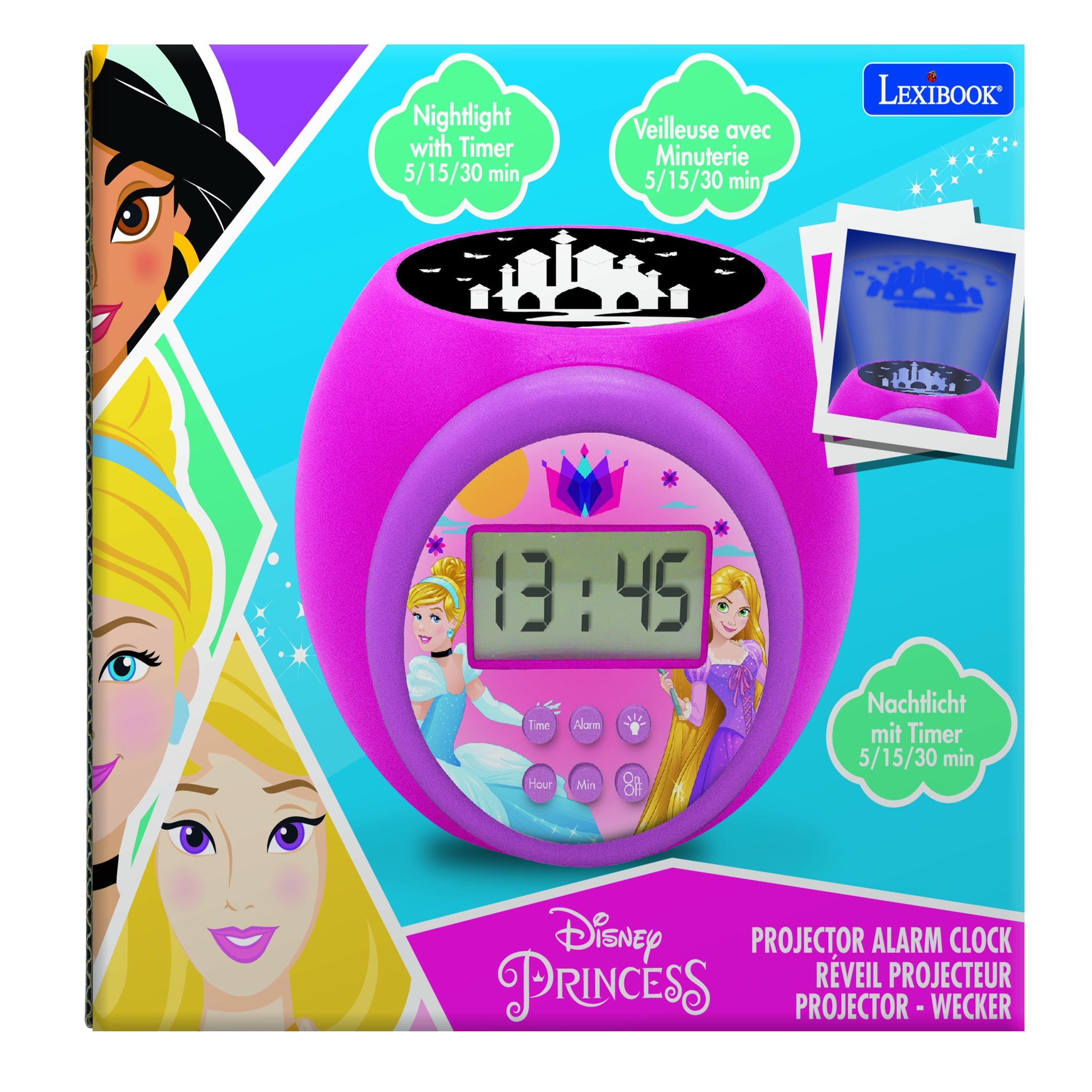 Voir la diapositive 4 : Lexibook Réveil projecteur Disney Princesse