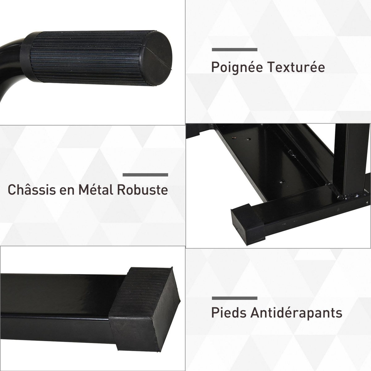 HOMCOM Lève moto béquille d'atelier stand moto tout-terrain moto cross supermotard hauteur réglable noir