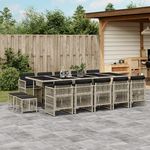 VIDAXL Ensemble a manger de jardin et coussins 15 pcs gris clair rotin