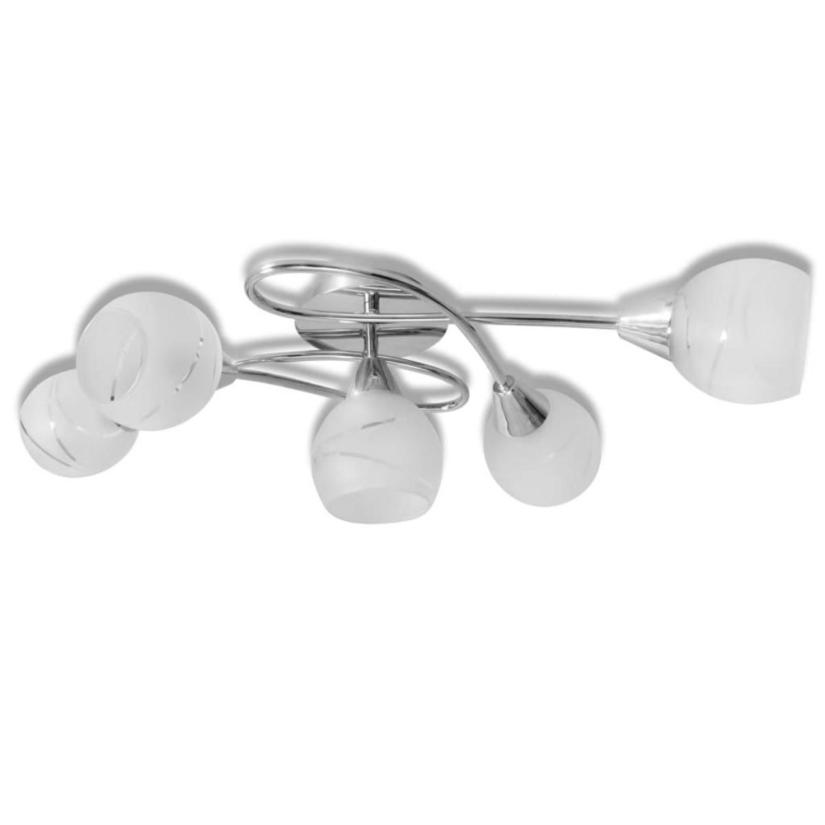 VIDAXL Plafonnier avec abat-jours en verre pour 5 ampoules E14