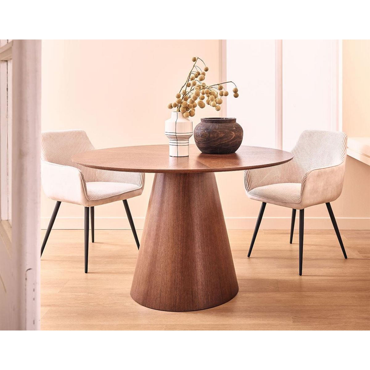 LISA DESIGN Toledo - table à manger ronde - effet bois foncé - 120 cm - 4 à 6 personnes