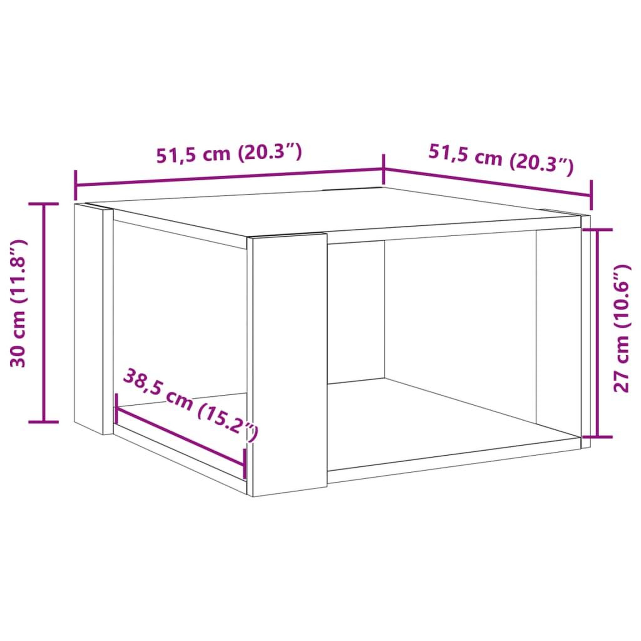 Voir la diapositive 6 : VIDAXL Table basse chene sonoma 51,5x51,5x30 cm bois d'ingenierie