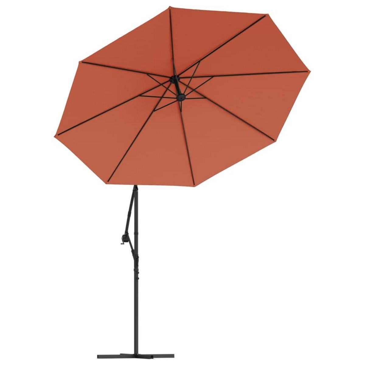 VIDAXL Parasol de jardin en porte-a-faux et lumieres LED mat en acier